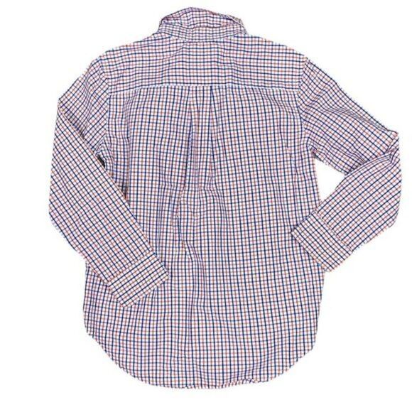 Chaps Button Front Dress Shirt Orange Blue - Picture 2 of 5